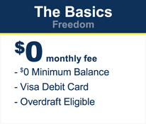 Freedom checking account with $0 minimum balance. 