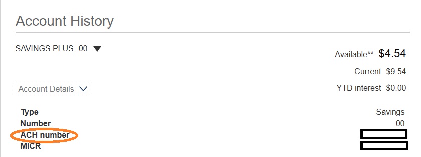 Online Banking - Account Number